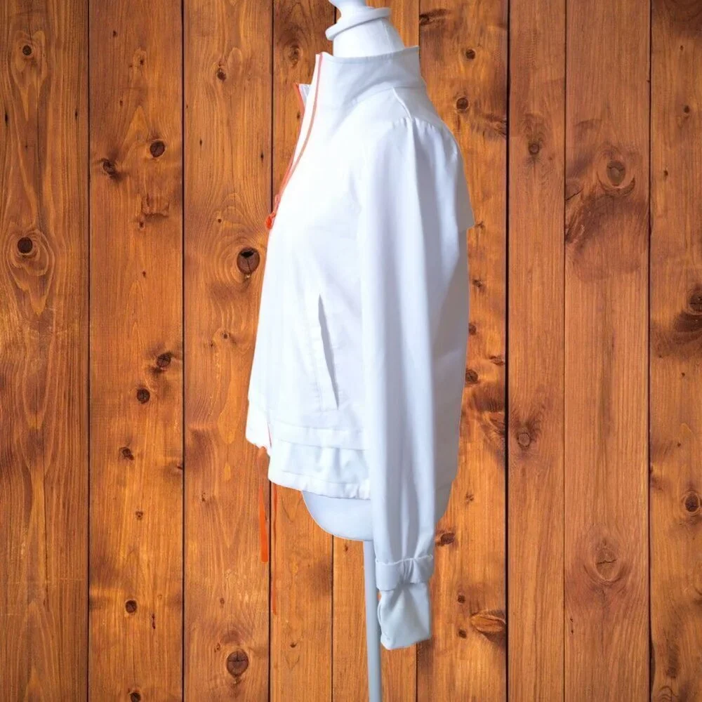 T By Talbots Size P White Zip Up Activewear Jacket Pockets Thumbholes Casual